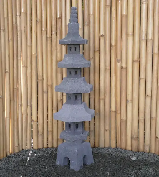Product image 1 of the product “Japanese style Garden Lantern, made from Andesit Stone. Multipart. 130 cm Height, Roof is 40 cm width. ”